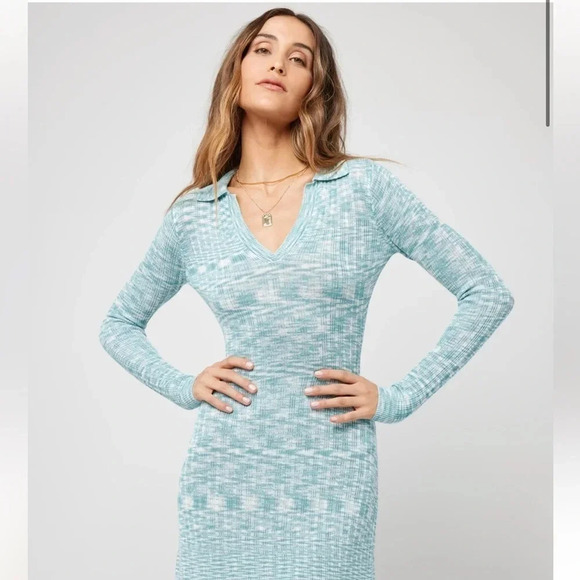 👗🌊 L*Space‎ Aria Ribbed Knit Long Sleeve Mini Dress NWT Size Small 🌊👗 - Picture 2 of 3